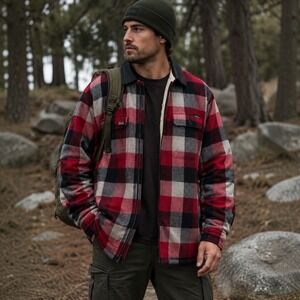 NWT Eddie Bauer Sherpa Lined Flannel Shirt Jacket XXL Classic Fit